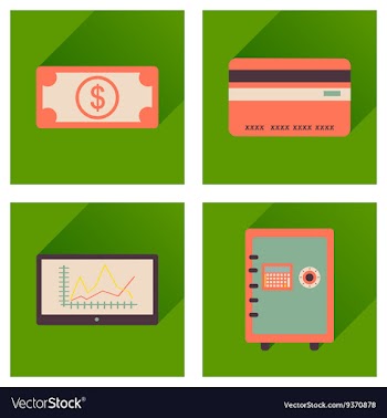 Concept of flat icons with long shadow economy vector image