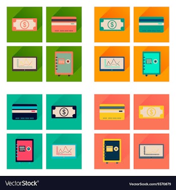 Concept of flat icons with long shadow economy vector image