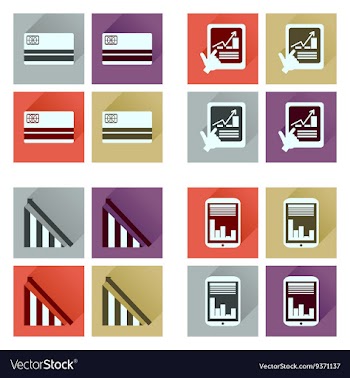 Concept of flat icons with long shadow economy vector image