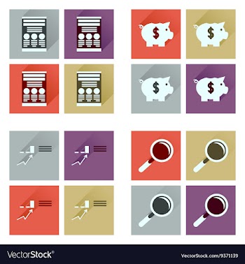 Concept of flat icons with long shadow economy vector image
