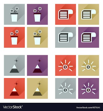 Concept of flat icons with long shadow economy vector image
