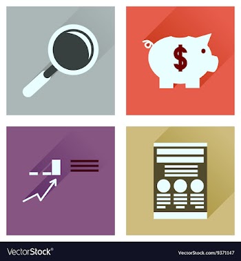 Concept of flat icons with long shadow economy vector image