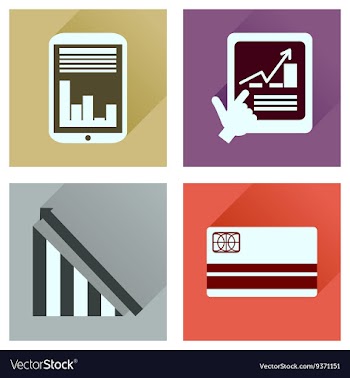 Concept of flat icons with long shadow economy vector image