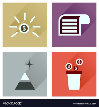 Concept of flat icons with long shadow economy vector image