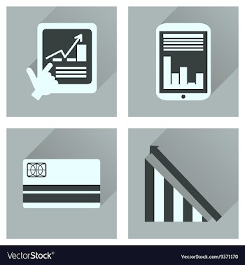Concept of flat icons with long shadow economy vector image