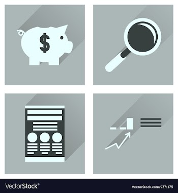 Concept of flat icons with long shadow economy vector image