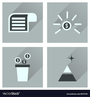 Concept of flat icons with long shadow economy vector image