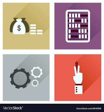 Concept of flat icons with long shadow economy vector image