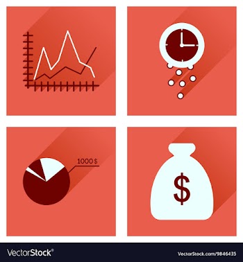 Concept of flat icons with long shadow economy vector image