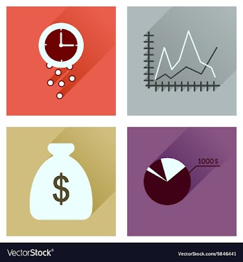 Concept of flat icons with long shadow economy vector image