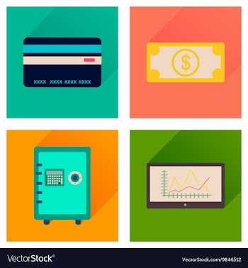 Concept of flat icons with long shadow economy vector image