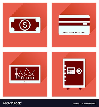Concept of flat icons with long shadow economy vector image