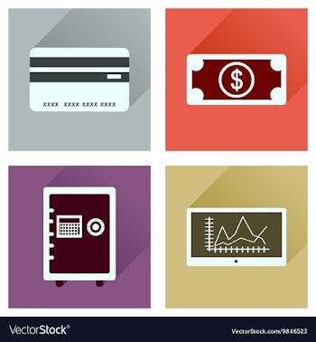 Concept of flat icons with long shadow economy vector image