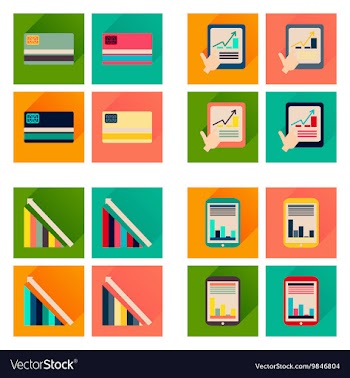 Concept of flat icons with long shadow economy vector image