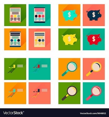 Concept of flat icons with long shadow economy vector image