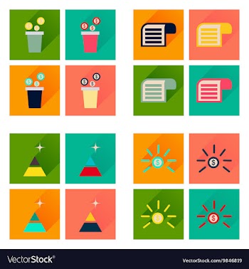 Concept of flat icons with long shadow economy vector image