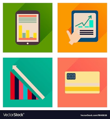 Concept of flat icons with long shadow economy vector image
