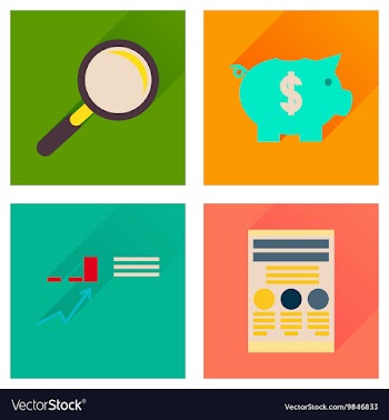 Concept of flat icons with long shadow economy vector image