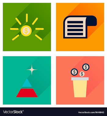 Concept of flat icons with long shadow economy vector image