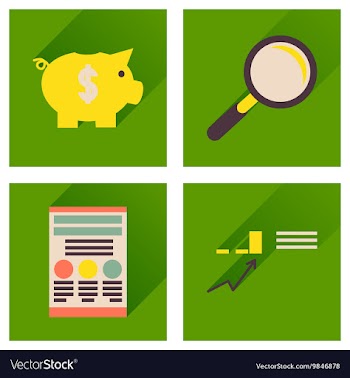 Concept of flat icons with long shadow economy vector image