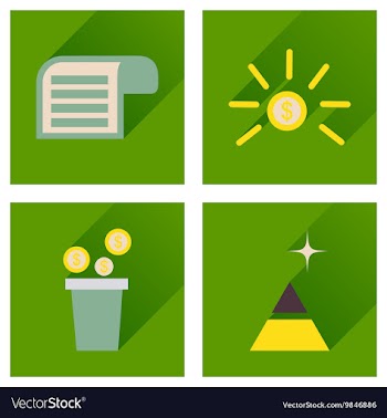 Concept of flat icons with long shadow economy vector image
