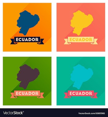 Concept of flat icons with long shadow Ecuador map vector image