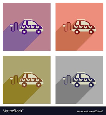 Concept of flat icons with long shadow electric vector image