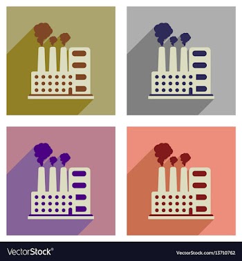Concept of flat icons with long shadow factory vector image