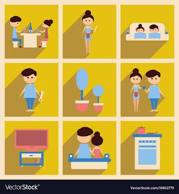 Concept of flat icons with long shadow family life vector image