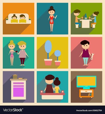 Concept of flat icons with long shadow family life vector image