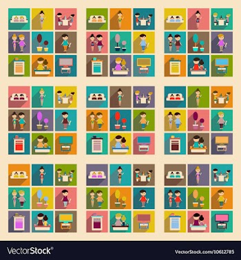 Concept of flat icons with long shadow family life vector image