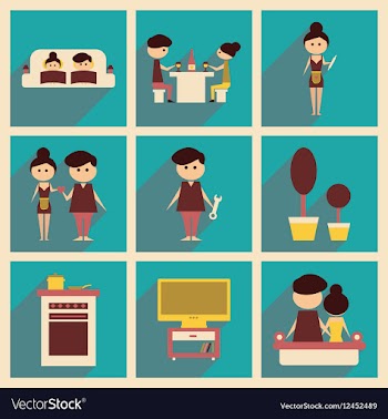 Concept of flat icons with long shadow family life vector image