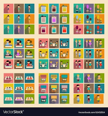 Concept of flat icons with long shadow family life vector image