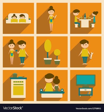 Concept of flat icons with long shadow family life vector image