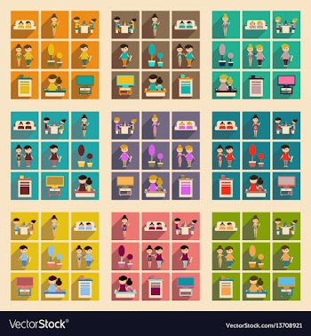 Concept of flat icons with long shadow family life vector image