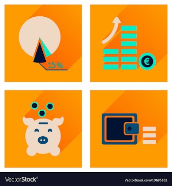 Concept of flat icons with long shadow finance vector image