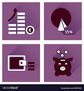 Concept of flat icons with long shadow finance vector image