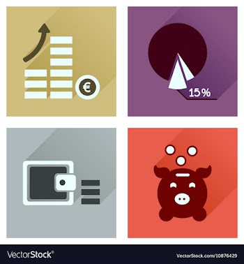 Concept of flat icons with long shadow finance vector image