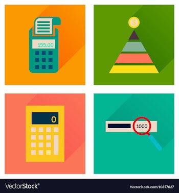 Concept of flat icons with long shadow finance vector image