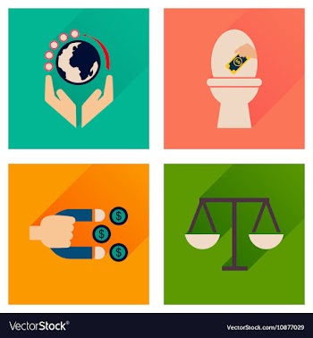 Concept of flat icons with long shadow finance vector image