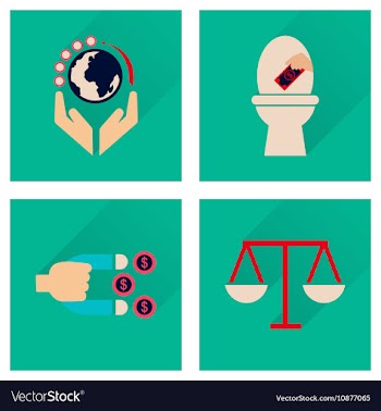 Concept of flat icons with long shadow finance vector image
