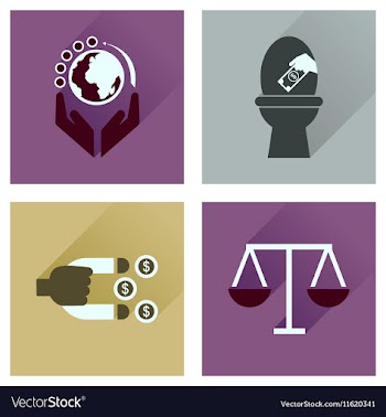 Concept of flat icons with long shadow finance vector image