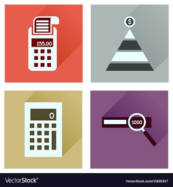 Concept of flat icons with long shadow finance vector image