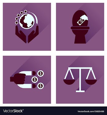 Concept of flat icons with long shadow finance vector image