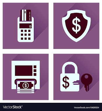 Concept of flat icons with long shadow finance vector image