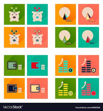 Concept of flat icons with long shadow finance vector image