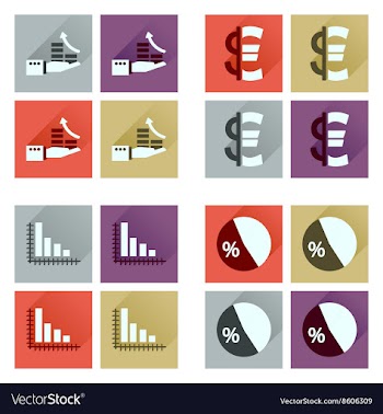 Concept of flat icons with long shadow finance vector image