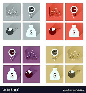 Concept of flat icons with long shadow finance vector image