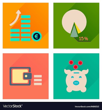 Concept of flat icons with long shadow finance vector image