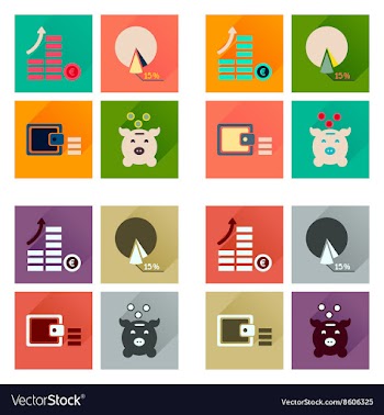 Concept of flat icons with long shadow finance vector image